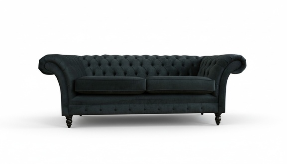 Chesterfield 3 Seater Big XXL Furniture Sofa Modern Design Textile Living Room Black