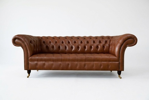Chesterfield 3 seater leather brown living room modern design couches sofa luxury