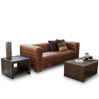 Chesterfield 3-Seater Luxury Grid Sofa Textile Leather Couch Designer Sofas New