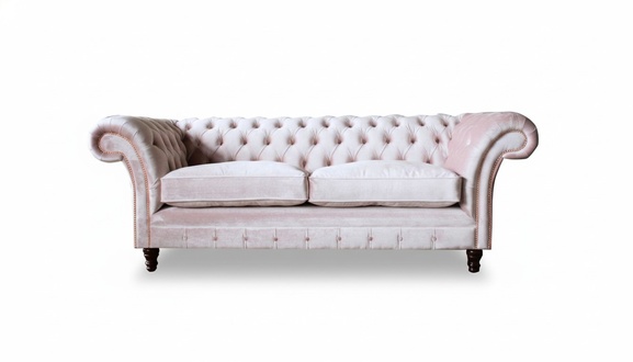 Chesterfield 3 seater pink fabric living room design couches upholstery sofa sofas