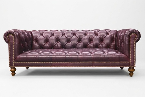 Luxurious Royal Sofa Chesterfield 3-seater Upholstered Faux Leather Glossy Purple New