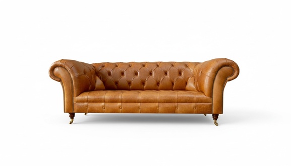 Chesterfield 3 Seater Couches Walnut Brown Modern Design Leather Sofa Creative Furniture