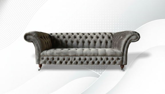 Chesterfield 3 seater textile sofa gray modern design couches sofas xxl big furniture