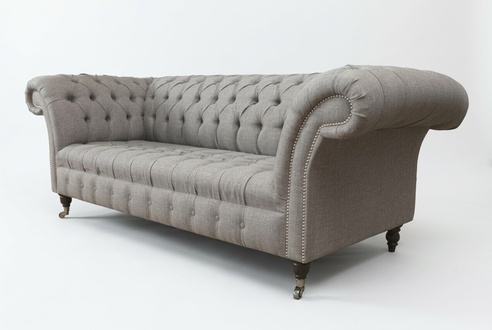 Chesterfield 3 seater upholstery couch sofa couches textile modern style grey