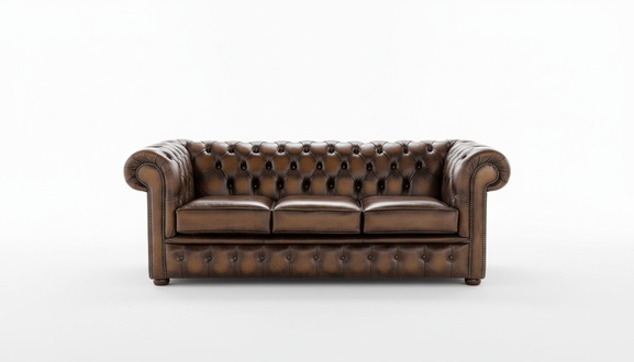 Chesterfield 3 seater upholstered couch antique style leather textile fabric sofa couches