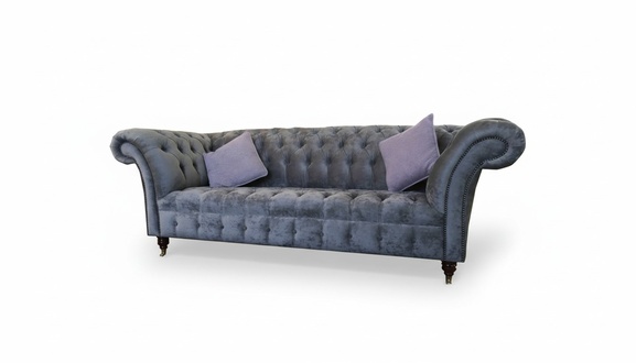Chesterfield 3 Seater xxl Upholstery Seat Couch Sofa Set Big Couches Grey New
