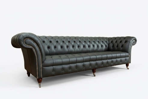 Chesterfield 4 Seater Big Sofa Couch Textile Leather Upholstery Sofas XXL Couches New!