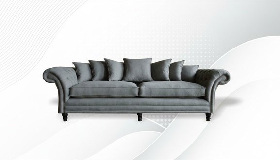 Chesterfield 4 seater gray living room leather new couches sofa new xxl big furniture