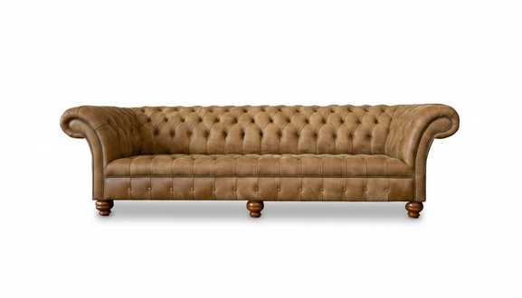 Chesterfield 4 Seater Light Brown Modern Design Couches Leather Sofa Creative Furniture