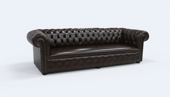 Chesterfield XXL Sofa 4-Seater Dark Chocolate Brown Faux Leather Upholstered Luxurious Living Room Couch