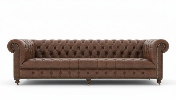 Chesterfield 4 seater upholstered couch antique style leather textile fabric sofa couches