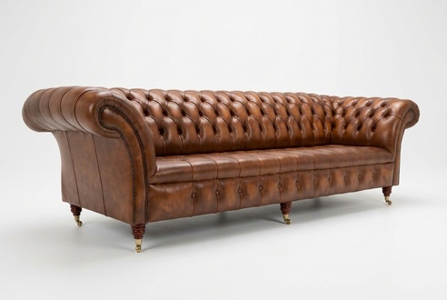 Chesterfield 4 Seater Upholstered Couch Modern Style Leather Fabric Sofa Couches Leather