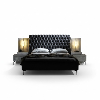 Chesterfield bedroom complete bed 2x bedside tables set luxury 3 pcs.