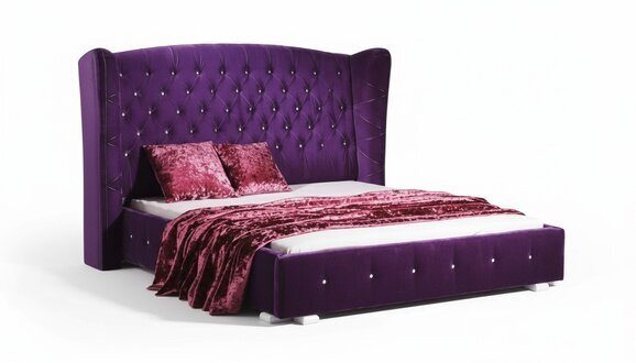 Chesterfield bed with elegant cotton look and button tufting Immediately SOFORT