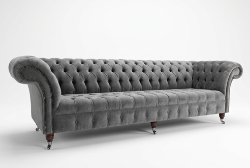 Chesterfield Big Sofa Couch Textile Velvet Upholstery Sofas 4 Seater xxl Couches New