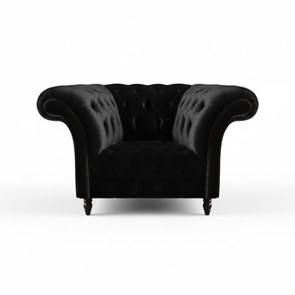 Chesterfield Black Armchair Upholstered Furniture Living Room 1-Seater New