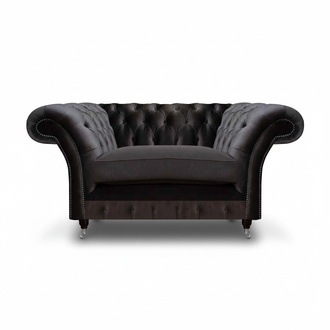 Chesterfield Black Upholstered Armchair Luxury Seating Modern 1-Seater