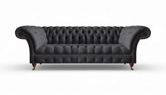 Chesterfield Black Upholstered Sofa Living Room Furniture Textile Seating Furniture