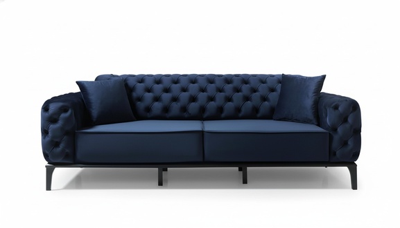 Chesterfield Blue 3-Seater Modern Upholstered Sofa Luxury Elegant Seating Furniture