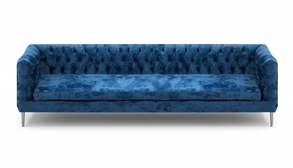 Chesterfield Blue Sofa Four-Seater Couch Living Room Upholstered Furniture Décor