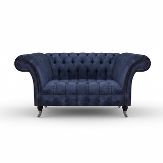 Chesterfield Blue Upholstered Couch Living Room 2-Seater Luxury Elegant Seating Furniture