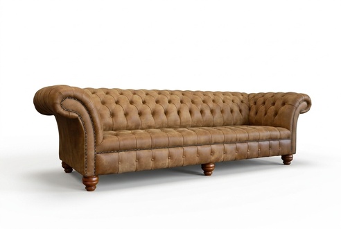 Chesterfield Brown Couch Sofa Upholstery 4 Seater Couches Sofas New