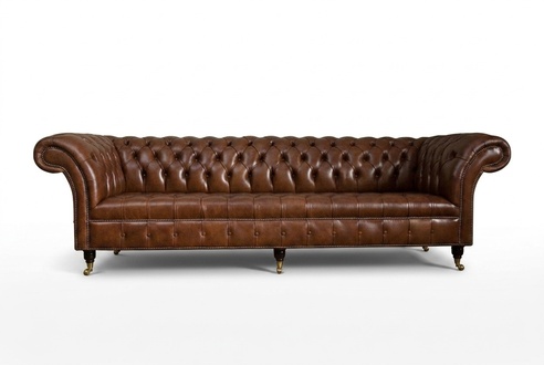 Chesterfield Brown Couch Sofa Upholstery 4 Seater Couches Seat Set Sofas 265cm