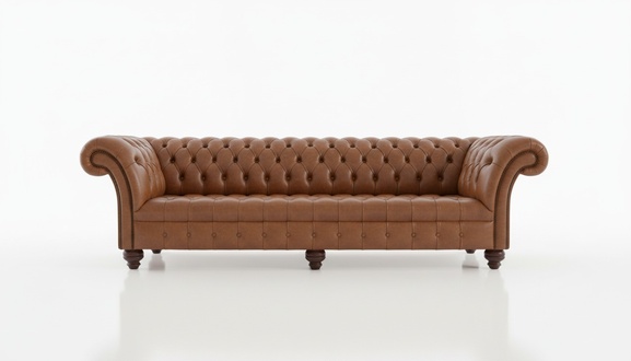 Chesterfield Sofa Brown Faux Leather 4-Seater XXL Comfortable Living Room Couch New