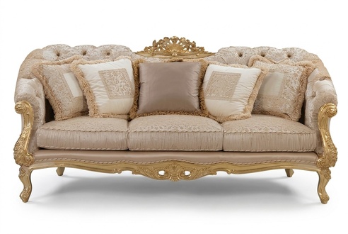Chesterfield Classic Three-Seater Sofa Living Room Textile Sofa 3 Seat Couch
