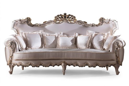 Chesterfield Classic Three-Seater Sofa Living Area Textile Sofa 3 Seats Baroque