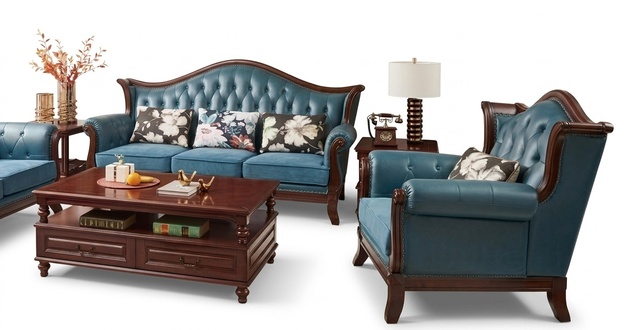 Chesterfield Classic Leather Baroque Rococo Sofa Set 3+1