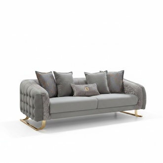Chesterfield Couch Three-Seater Sofa Fabric Sofa Upholstered Sofa Gray