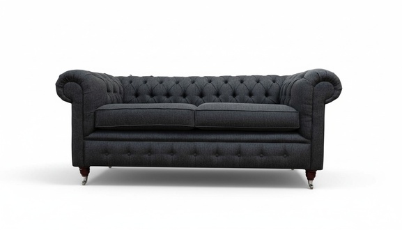 Chesterfield Couch Upholstery Furniture Two Seater Couches Sofas Fabric Grey