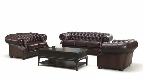 Chesterfield Sofa Set 3+2+1 Seaters Brown Faux Leather Comfortable Couches Set OXFORD