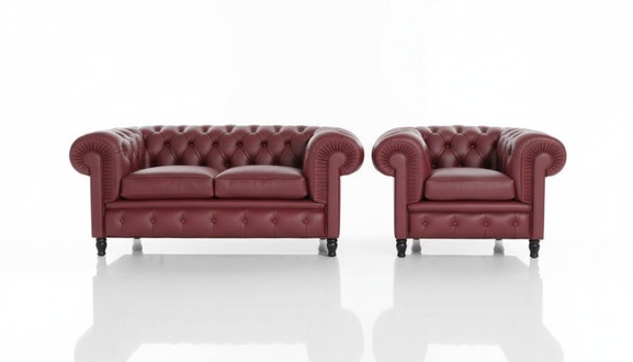 Chesterfield 2+1 Seaters Sofa Set Classic Bordeaux Red Faux Leather Comfortable Couches New