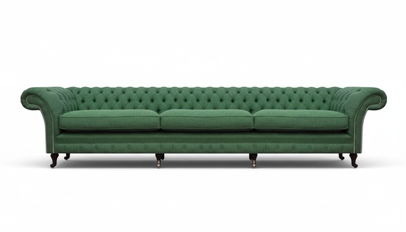 Chesterfield Dark Green Couch Modern Upholstered 3-Seater Luxury Furniture