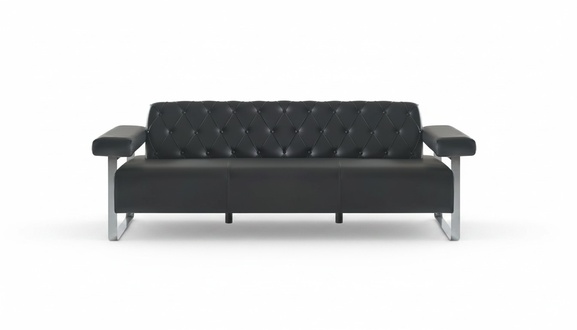 Chesterfield Design 3-Seater Sofa Black Solid Color Modern Design Style