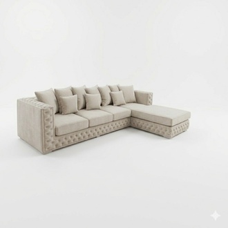 Chesterfield Design Sofa Corner Couch Upholstery Seat Corner Set Modern Textile Sofas