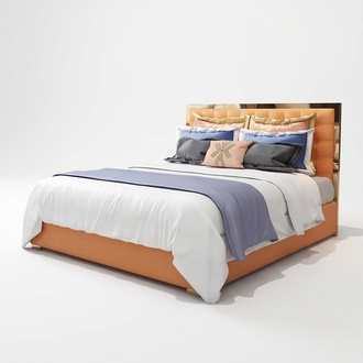 Modern style chesterfield design massive marriage leather double bed made of real wooden frame