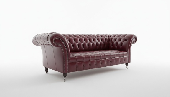 Chesterfield Sofa 3-Seater Red Premium Faux Leather Couch on Castors New Comfortable Sofa