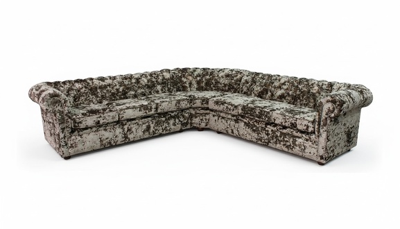 Chesterfield Corner Sofa Camouflage Design L-Shaped Textile Upholstered Couch New