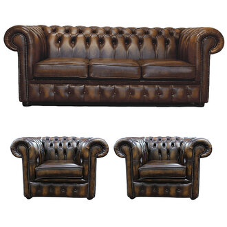Chesterfield Sofa Set 3+1+1 Seaters Classic Brown Faux Leather Couches New Furniture