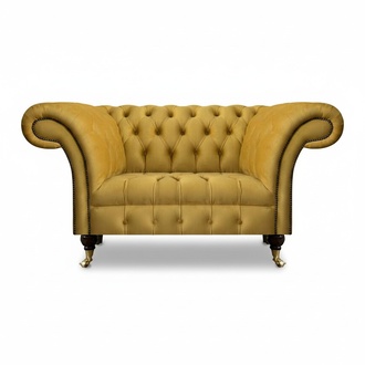 Chesterfield Designer Two-Seater Sofa Living Room Luxury Yellow Upholstered Sofa