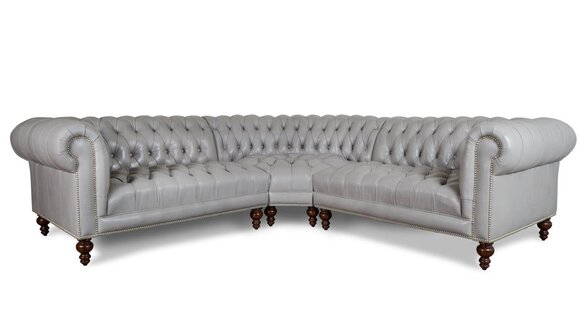 Chesterfield Classic Corner Sofa Grey L-Shaped Upholstered Faux Leather Living Room Couch New