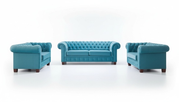Chesterfield Fabric Design Couch Upholstery Seat Set Sofa 3+2+2 Sofas Set