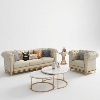 Chesterfield fabric sofa couch upholstered sofa set 3 pieces. Living room coffee table
