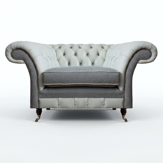 Chesterfield Gray Armchair Upholstered Furniture Design Modern Style Living Room