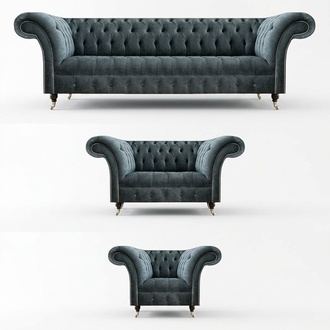 Chesterfield Gray Couch Set Designer Upholstered Sofas Elegant Armchair