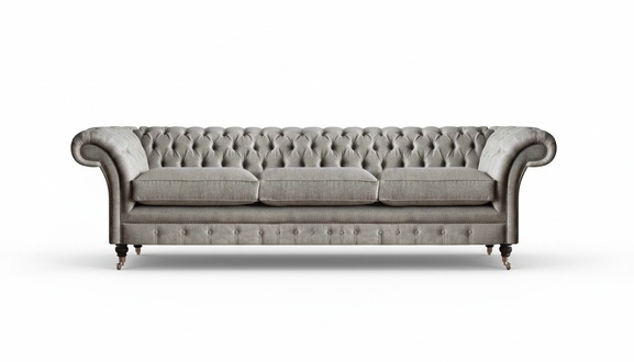 Chesterfield Grey Three Seater Living Room Upholstered Sofas Designer Couches