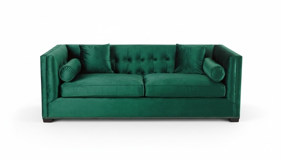 Chesterfield green fabric living room couches upholstered sofa sofas couch three-seater